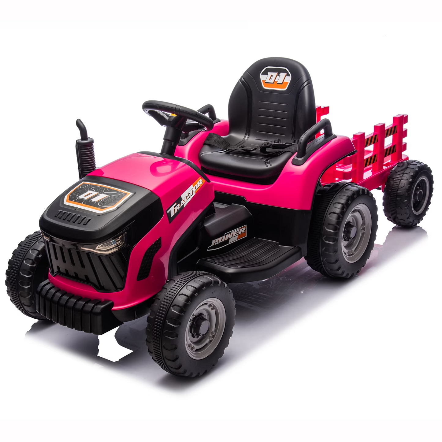 Joyracer 24V Ride on Tractor, 2*200W Motor Kid Electric Power Rides with Remote Control, Power Car Wheels Ride on Toys, LED Lights, Spring Suspension, 3 Speeds, Bluetooth Music-10.15