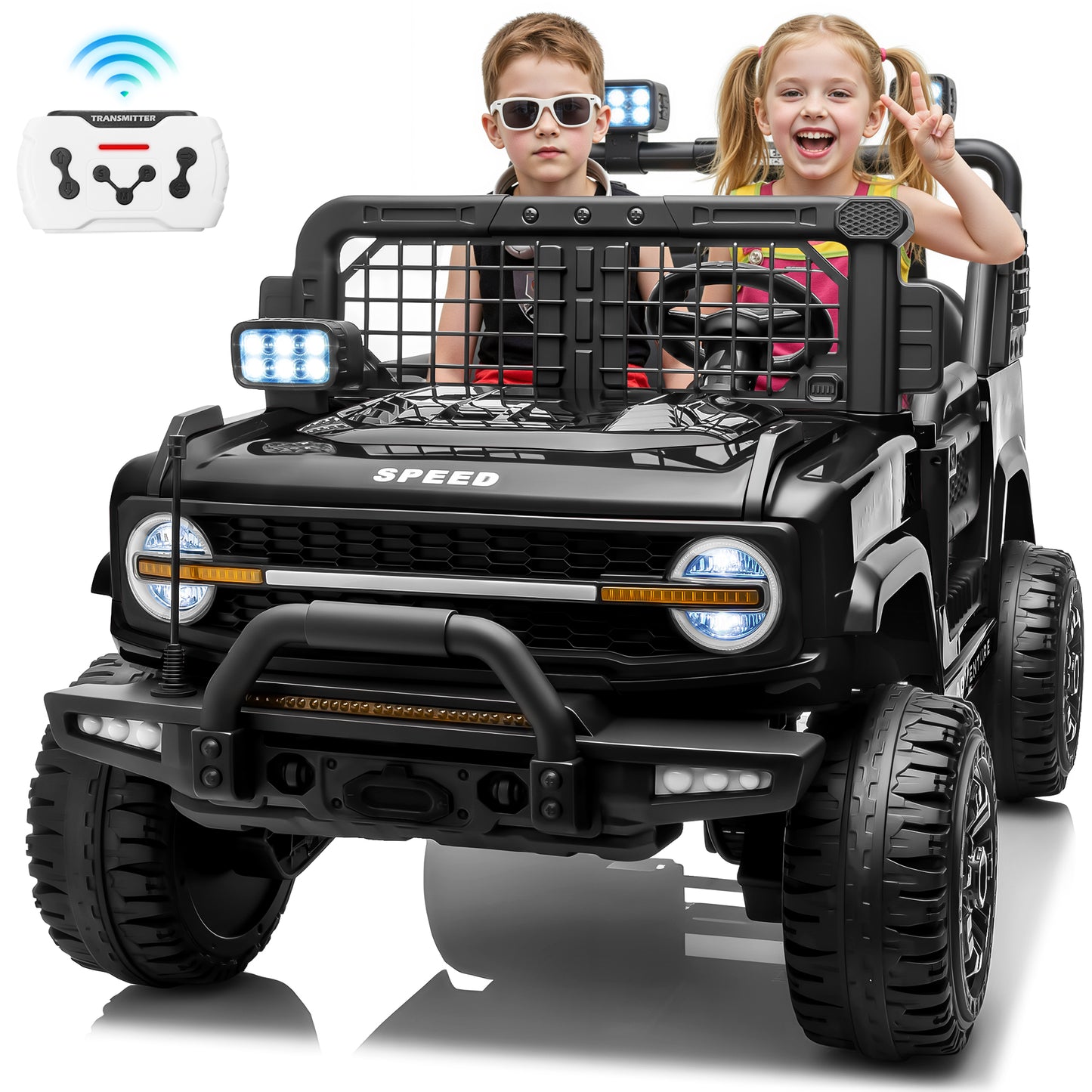 Joyracer 800W 4WD 24 Volt Ride on Toys with Remote Control, 2 Seater Kids Electric Car 9AH Battery Powered Truck Vehicle w/ Spring Suspension, Bluetooth Music, Gift for Boys Girls-1203