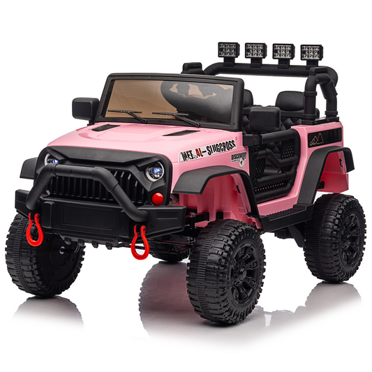 Joyracer 24V Kids Ride on Toys Car with Remote Control, Powered Truck car w/Four-wheel Shock Absorber, Speed Adjustable, LED Lights, Bluetooth Music,Pink