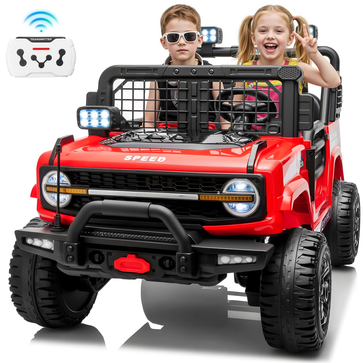 Joyracer 800W 4WD 24 Volt Ride on Toys with Remote Control, 2 Seater Kids Electric Car 9AH Battery Powered Truck Vehicle w/ Spring Suspension, Bluetooth Music, Gift for Boys Girls-1203