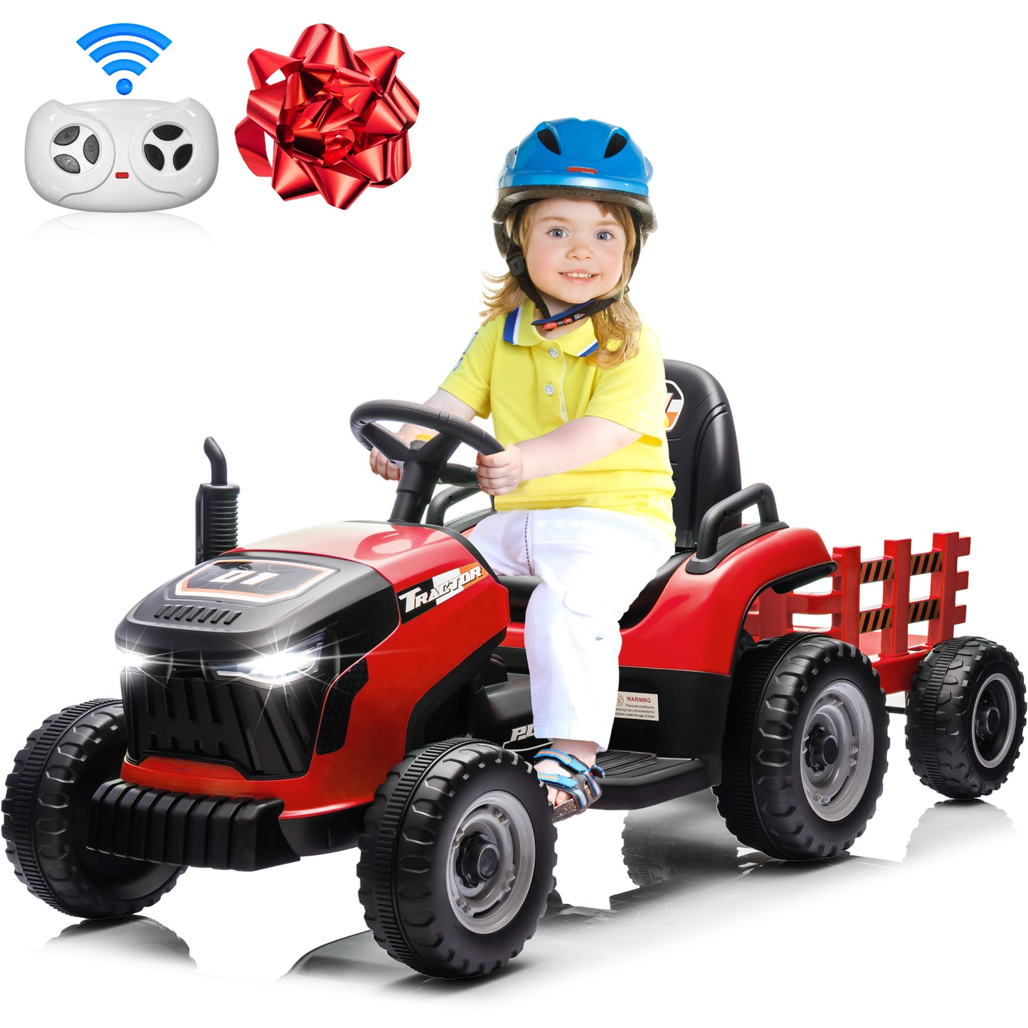 Joyracer 24V Ride on Tractor for Kids, Remote Control 3-Speed Electric Car with Suspension, Power Car Wheels, Music, Bluetooth & LED Lights – Perfect Birthday Gift Toy for Toddlers