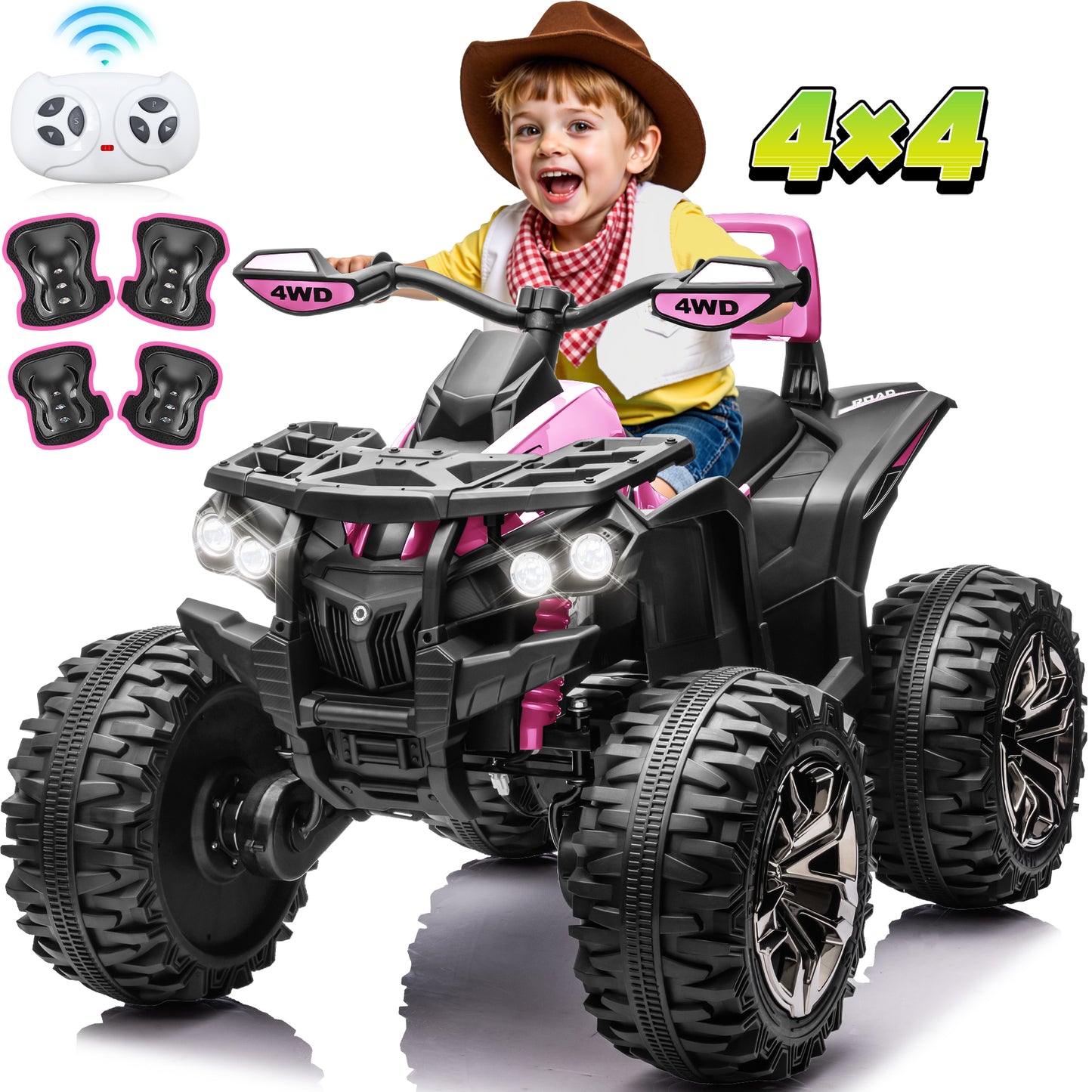 4x4 Kids Ride on ATV, 2 Seater 24 Volt Ride on Toys, 800W 4-Wheeler Quad Car for Big Kids, Blue