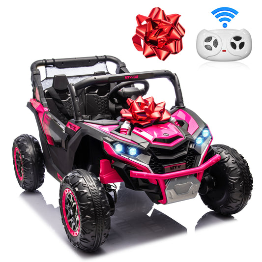 Joyracer 4WD 24 Volt Ride on Toys with 2 Seat, 600W Power UTV Car 4 Wheeler for Big Kids with Remote Control, Storage, Pull Bow, 3 Speeds, Bluetooth Music