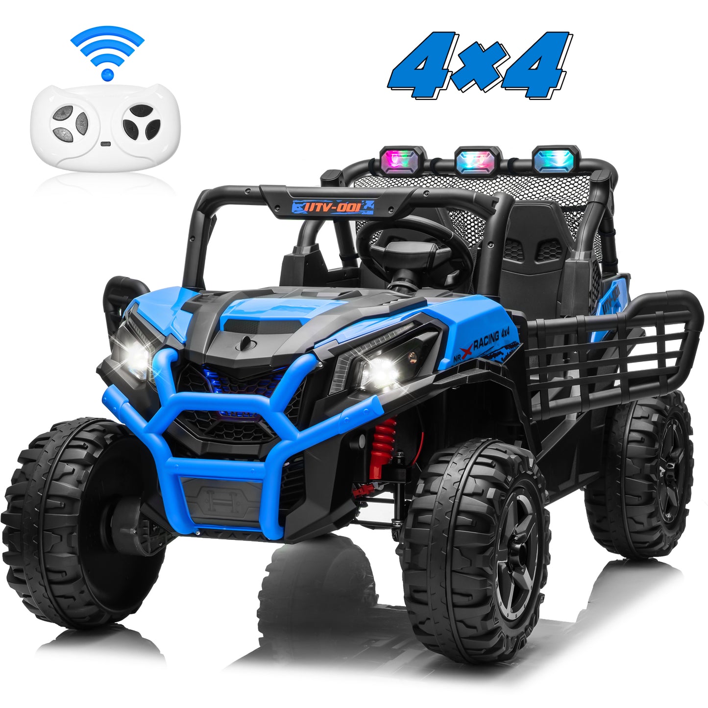 Joyracer 4WD 24V Ride on Toys Car w/ 2 XL Seater Remote Control, Electric UTV w/ 4*200W Motor, Power Car Wheels, LED Lights, Spring Suspension, 3 Speeds, Bluetooth Music
