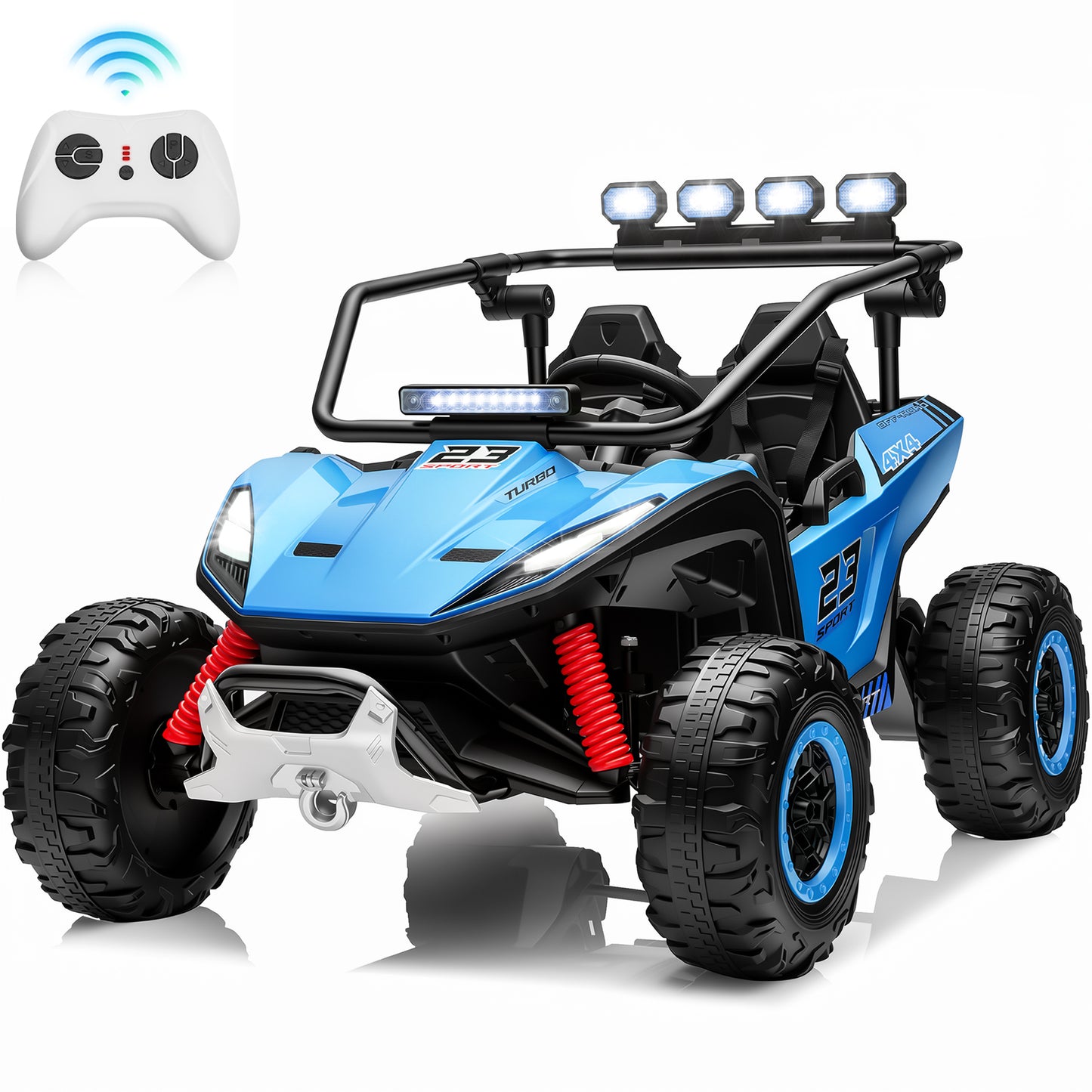 Joyracer 24V 2 Seater Ride on Toys UTV for Kids, 4WD 800W Electric Car with Parent Remote Control, LED Lights, Bluetooth Music, Safety Seat Belts, Roll Cage, 015