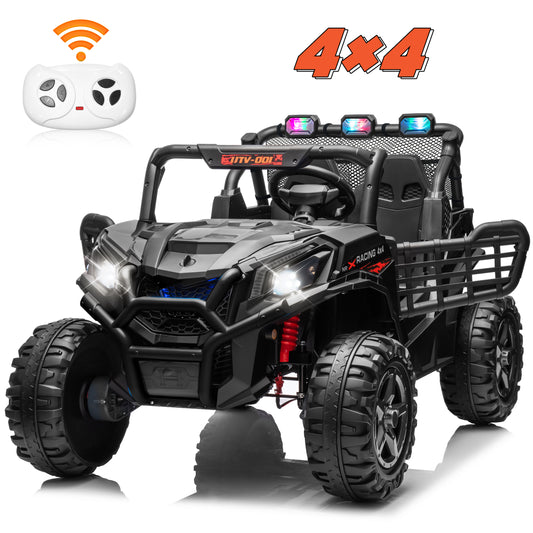 Joyracer 4WD 24V Ride on Toys Car w/ 2 XL Seater Remote Control, Electric UTV w/ 4*200W Motor, Power Car Wheels, LED Lights, Spring Suspension, 3 Speeds, Bluetooth Music
