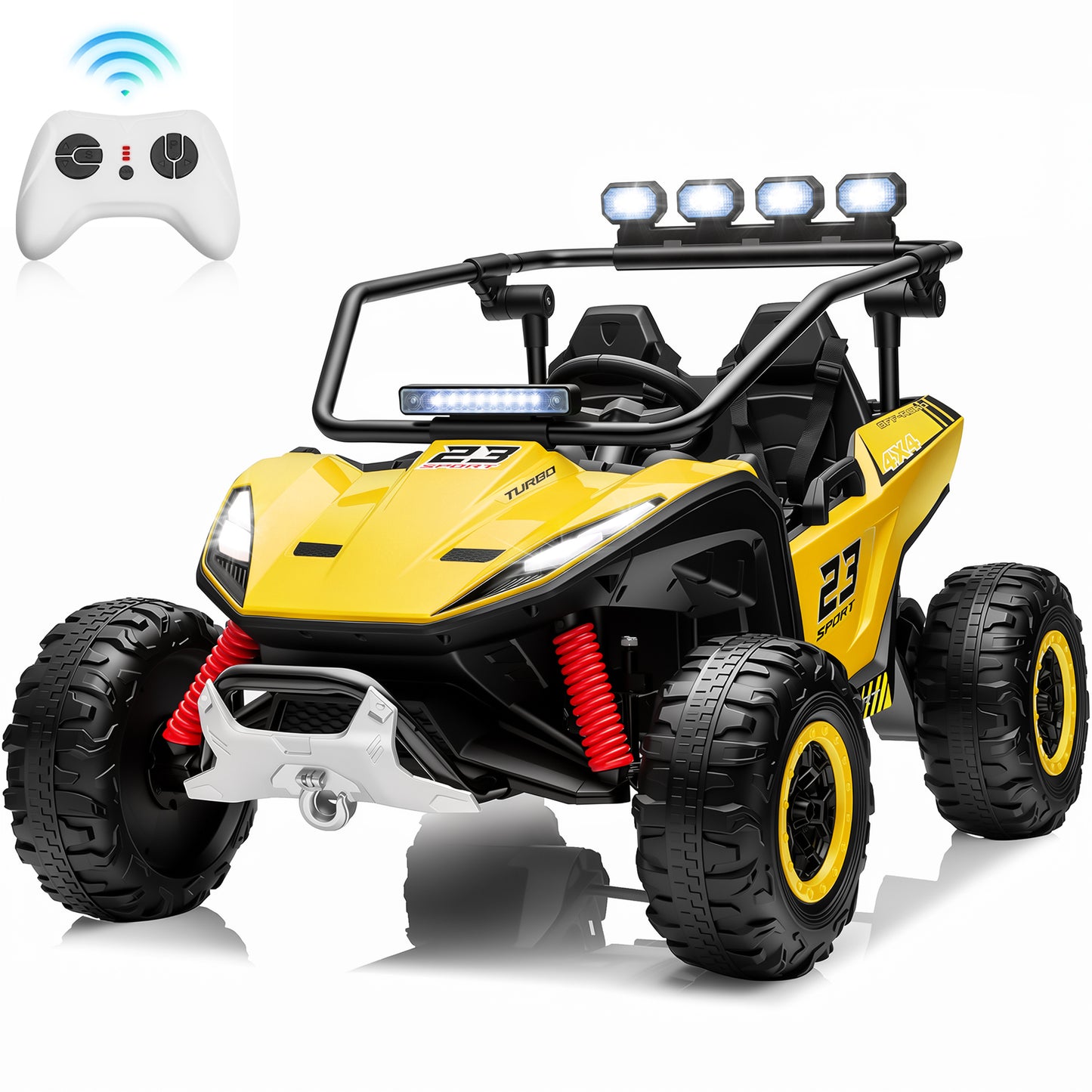 Joyracer 24V 2 Seater Ride on Toys UTV for Kids, 4WD 800W Electric Car with Parent Remote Control, LED Lights, Bluetooth Music, Safety Seat Belts, Roll Cage, 015