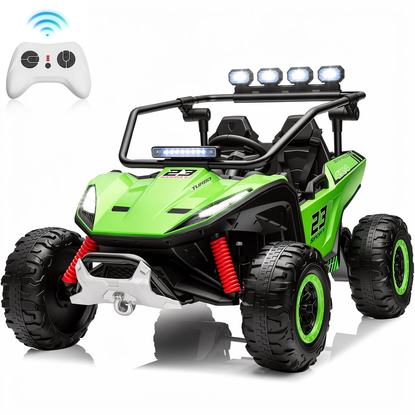 Joyracer 24V 2 Seater Ride on Toys UTV for Kids, 4WD 800W Electric Car with Parent Remote Control, LED Lights, Bluetooth Music, Safety Seat Belts, Roll Cage, 015