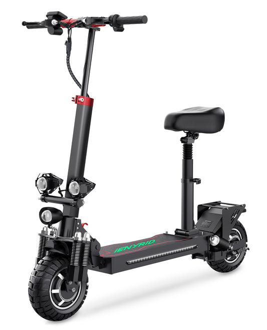 iENYRID Dual 1000W Electric Scooter with Seat, 10" Off-road Pneumatic Tires, 33 MPH Max, 40 Miles Range Folding Electric Scooter for Adults 350lbs Weight Limit, Black