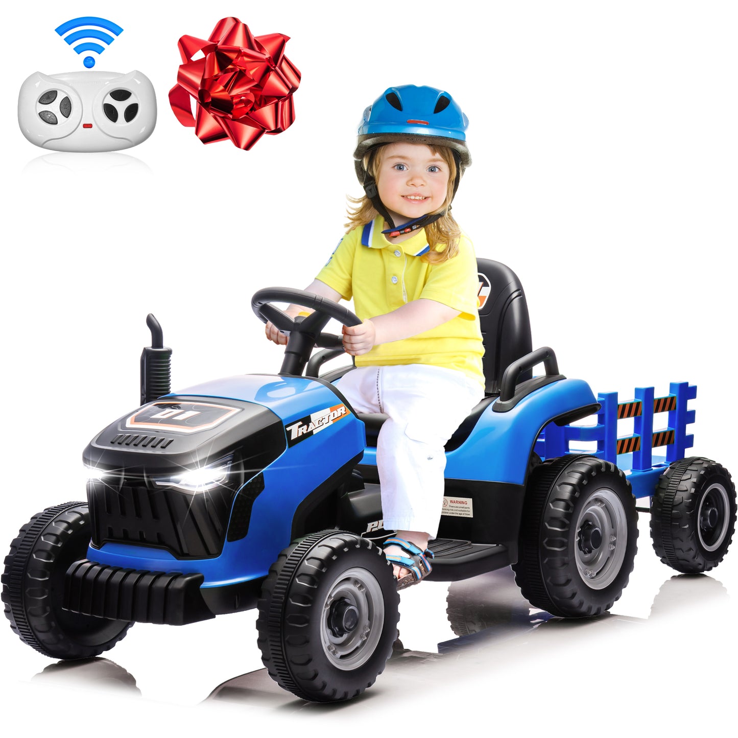 Joyracer 24 Volt Remote Control Ride-On Toys, Battery-Powered Electric Tractor Car for Toddlers, Motorized Vehicle with Dump Trailer, Music