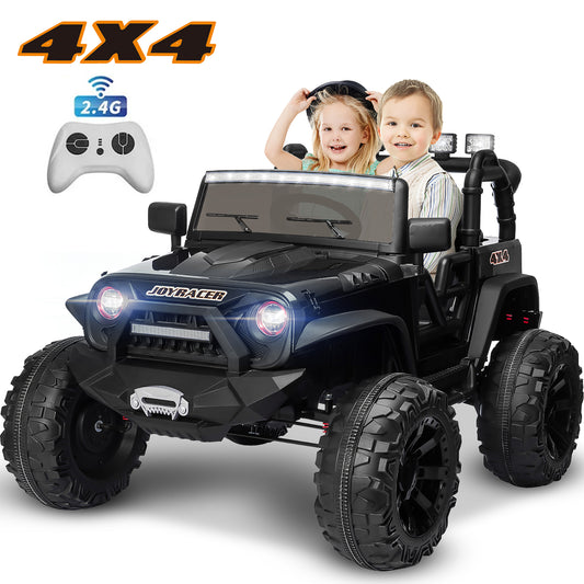 4x4 24V Kids Ride on Truck Car w/ 2 Seater Remote Control, 4*200W Motor 9AH Battery Powered Electric Ride on Toys Car, Wheels, 3 Speeds, Spring Suspension, Bluetooth Music Big Kids, Black