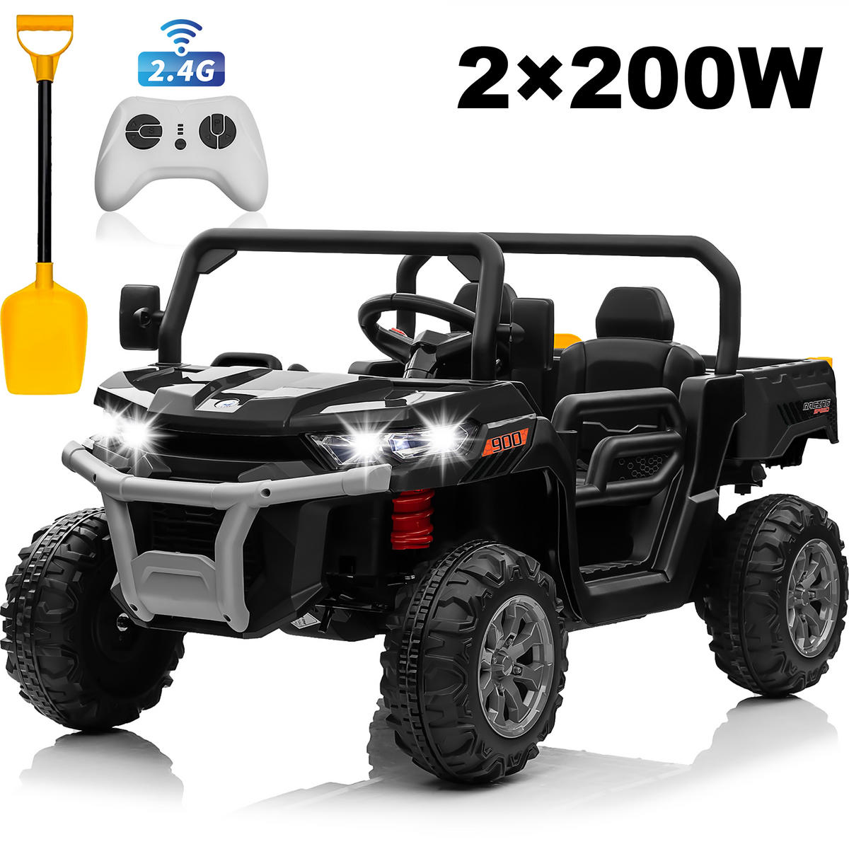 Joyracer 24V Ride on Toys with Remote Control, 2*200W 2 Seater Ride on Tractor w/ Trailer, Power Car Wheels Outdoor UTV Toys for Kids