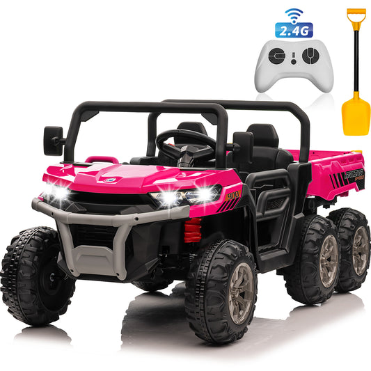 Joyracer 24 Volt Ride on Toys, 2 Seater Ride on Dump Truck for Big Kids with Trailer Remote Control, Pink-623b