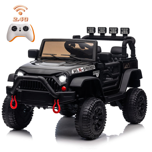 Joyracer 24V Kids Ride on Truck Car with Remote Control, 2* 200W Powered Toy Car up to 5 mph, Powered 4-Wheeler Toy w/ Spring Suspension, 3 Speeds, LED Lights, Bluetooth Music, Black