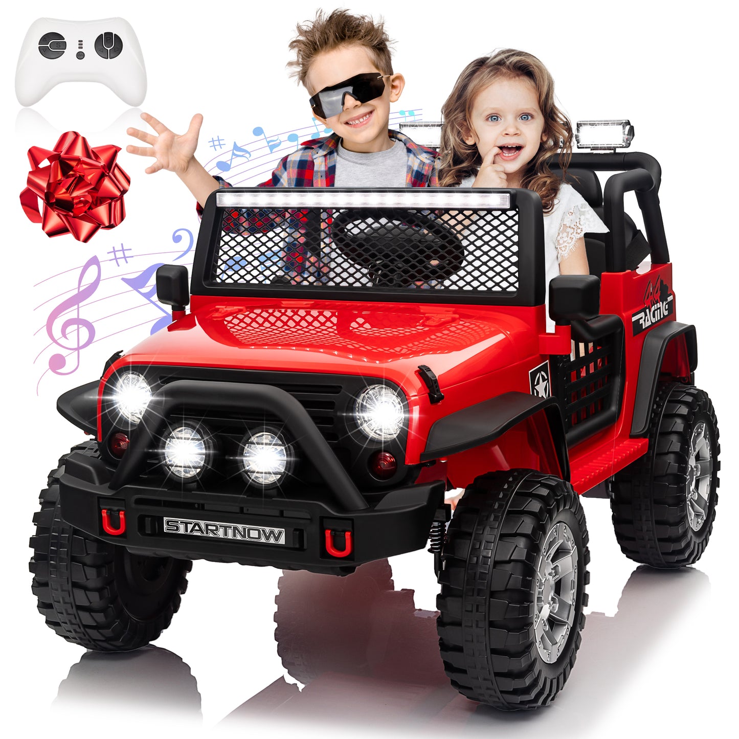 24V Ride on Truck Car with Remote Control 2 Seater Kids Electric Car 3 speeds Spring Suspension Bluetooth Music, Army Green，red, pink,black-618pt