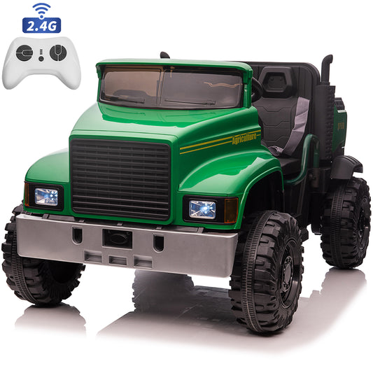 24V 2 Seater Kids Ride on Dump Truck Car, Electric Powered Ride on Toy Tractor with Trailer Remote Control