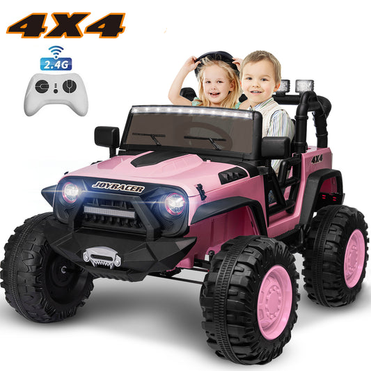 4x4 24V Kids Ride on Car Truck w/ 2 Seater Remote Control, 4*200W Motor 9AH Battery Powered Electric Ride on Toys Car, 3 Speeds, Wheels,Spring Suspension, Bluetooth Music for Girls Boys, Pink