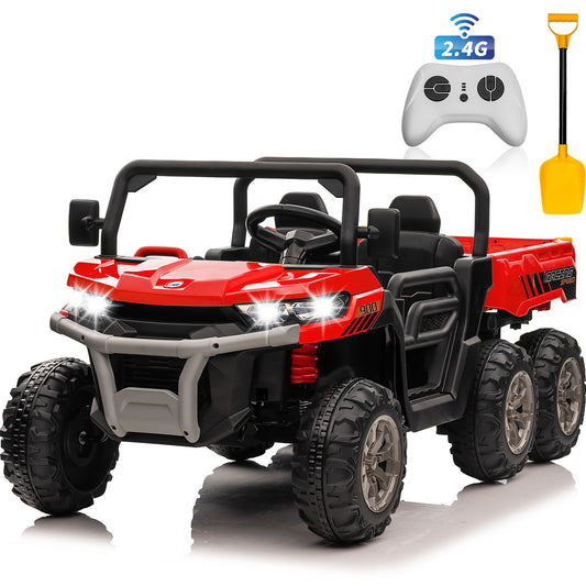 Joyracer 24V Ride on Toys, 2 Seater Ride on Dump Truck for Big Kids with Trailer Remote Control, Red-623B