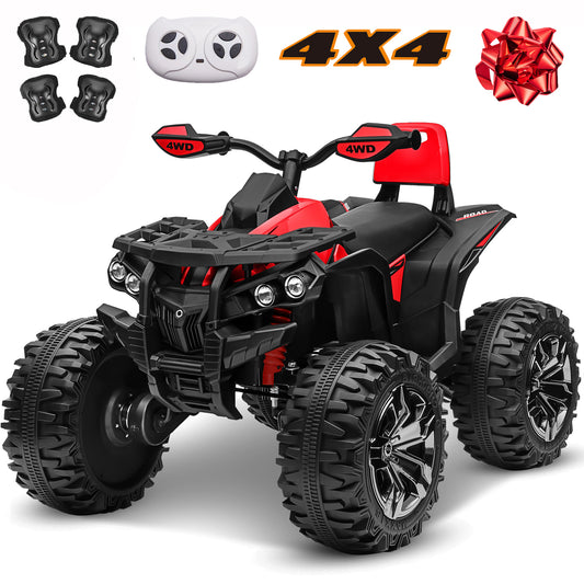 24 Volt Ride on Toys with Remote Control, 800W Kids ATV Four-Wheeler Quad Car, 2 Seater Off-Road Ride on ATV for Big Kids, Red-3288