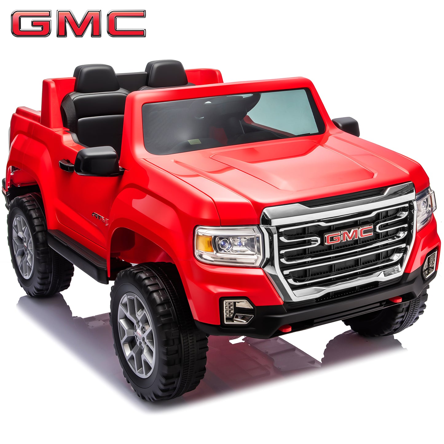 Joyracer Licensed GMC 24 Volt Ride on Toys, 2 Seater Ride on Car for Big Kids with Remote, 4WD/2WD Switchable, Bluetooth, Fold Down Tailgate, Rear Storage, Black