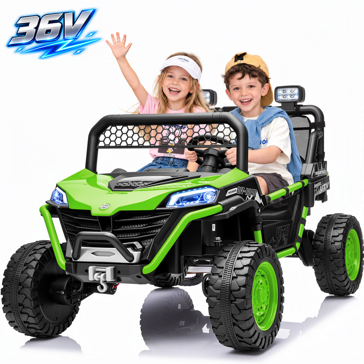 Joyracer 36V 2 Seater Kids Ride On Toys UTV, Electric Car w/ EVA Tires, 3 Speeds up to 8 MPH, Bluetooth Music, Ages 5–10, 1218