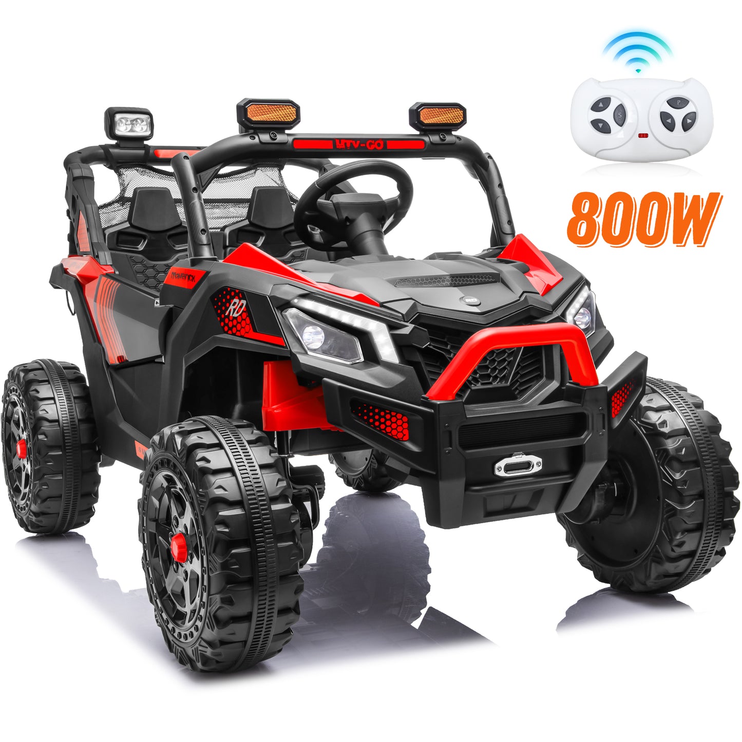 4WD 24 Volt Ride on Toys with Remote, Joyracer Power Car Wheels with 800W Motors, Bluetooth, Spring Suspension, LED Light, Black