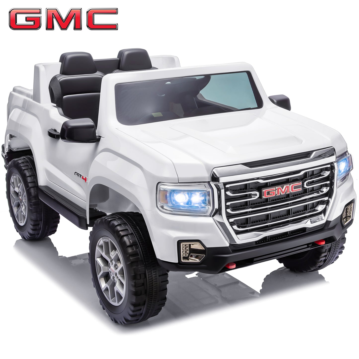 Joyracer Licensed GMC 24 Volt Ride on Toys, 2 Seater Ride on Car for Big Kids with Remote, 4WD/2WD Switchable, Bluetooth, Fold Down Tailgate, Rear Storage, Black