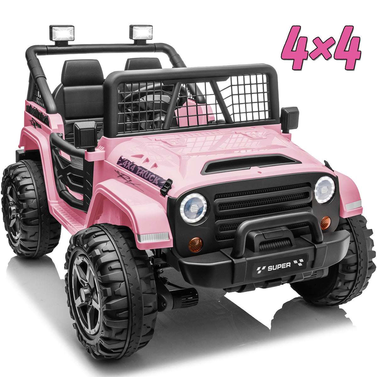 Joyracer 800W 24 Volt Ride on Toys for Big Kids, 4WD/2WD Switchable, 2 Seater Ride on Truck Car w/ Remote Control, Power Car Wheels, 3 Speeds, Spring Suspension, Bluetooth Music