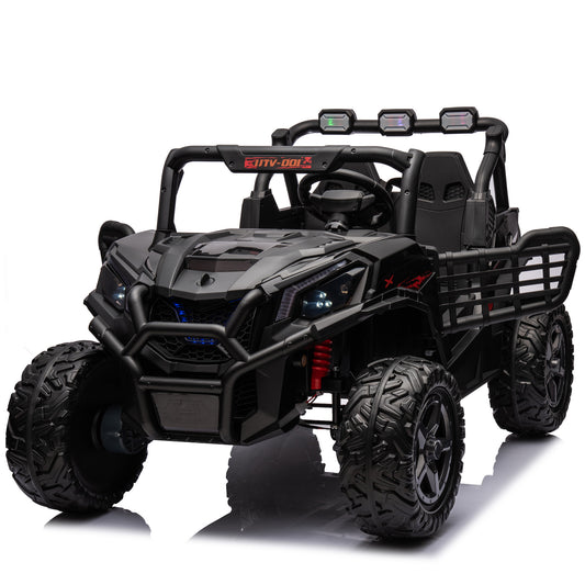 Joyracer 4WD 24V Ride on Toys UTV with 2 XL Seaters, 4*200W Motor Kid Electric Power Rides with Remote Control, LED Lights, Spring Suspension, 3 Speeds, Bluetooth Music