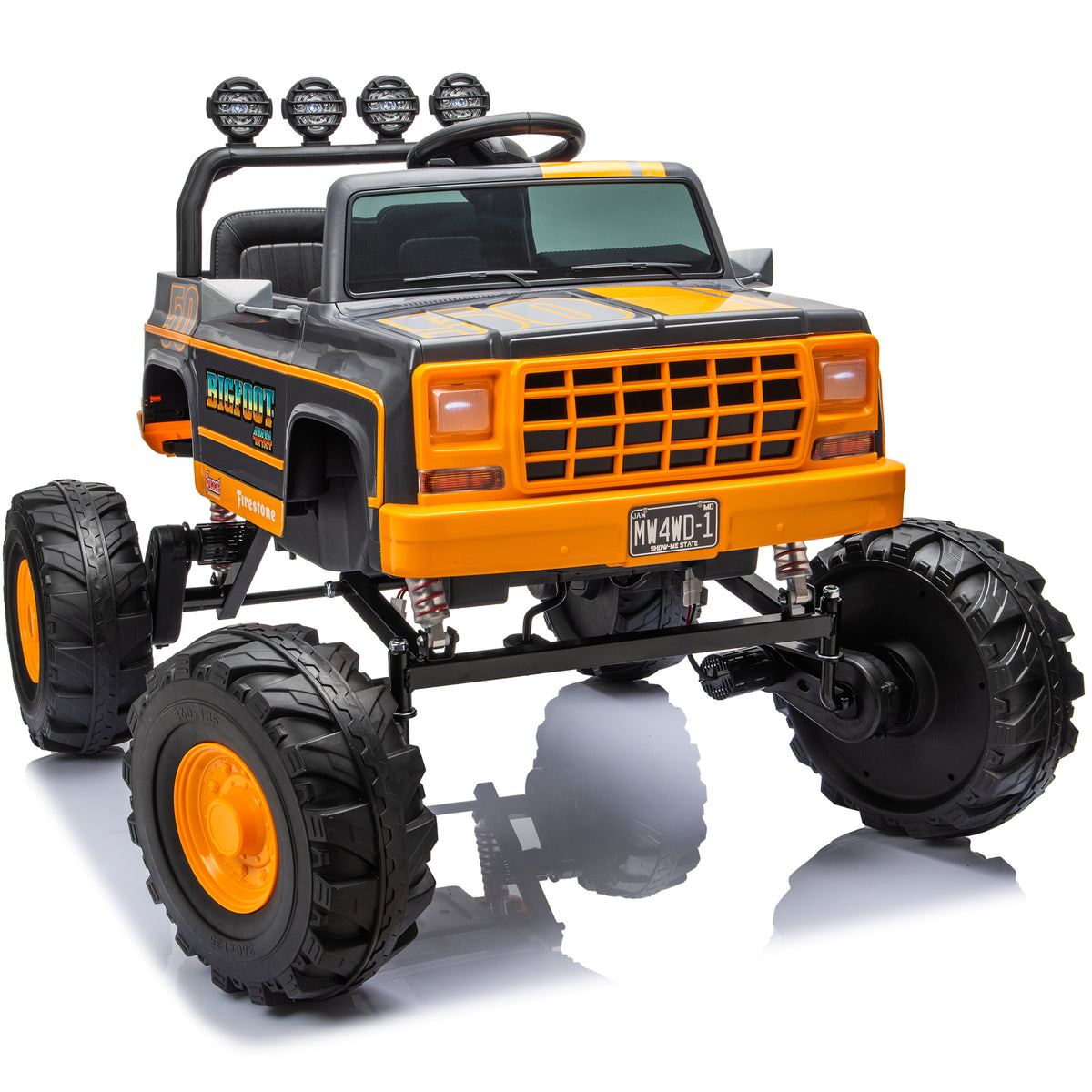 Joyracer Licensed BIGFOOT 24V Ride on Toys, 800W Electric Car for Kids with Remote, Bluetooth, Seat Belt & Four-Wheel Shock Absorption