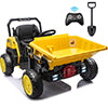 24 Volt Ride on Dump Truck for Kids, Joyracer Ride on Car with Remote Control, Metal Frame ,Bluetooth, Music, Dump Bed, Shovel, Power Car Wheels for Toddlers, Yellow-A