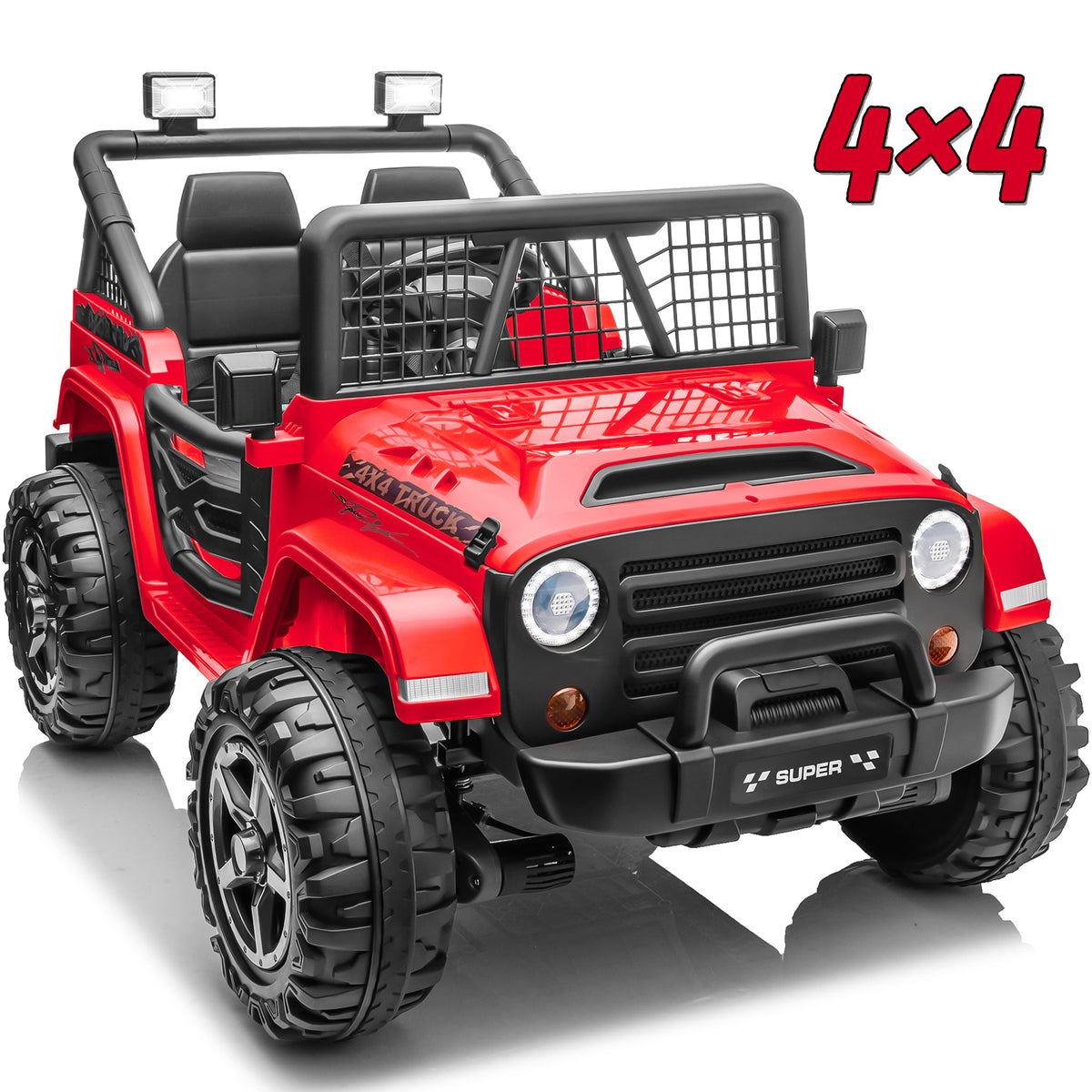 Joyracer 800W 24 Volt Ride on Toys for Big Kids, 4WD/2WD Switchable, 2 Seater Ride on Truck Car w/ Remote Control, Power Car Wheels, 3 Speeds, Spring Suspension, Bluetooth Music