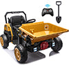 24 Volt Ride on Dump Truck for Kids, Joyracer Ride on Car with Remote Control, Metal Frame ,Bluetooth, Music, Dump Bed, Shovel, Power Car Wheels for Toddlers, Yellow-A