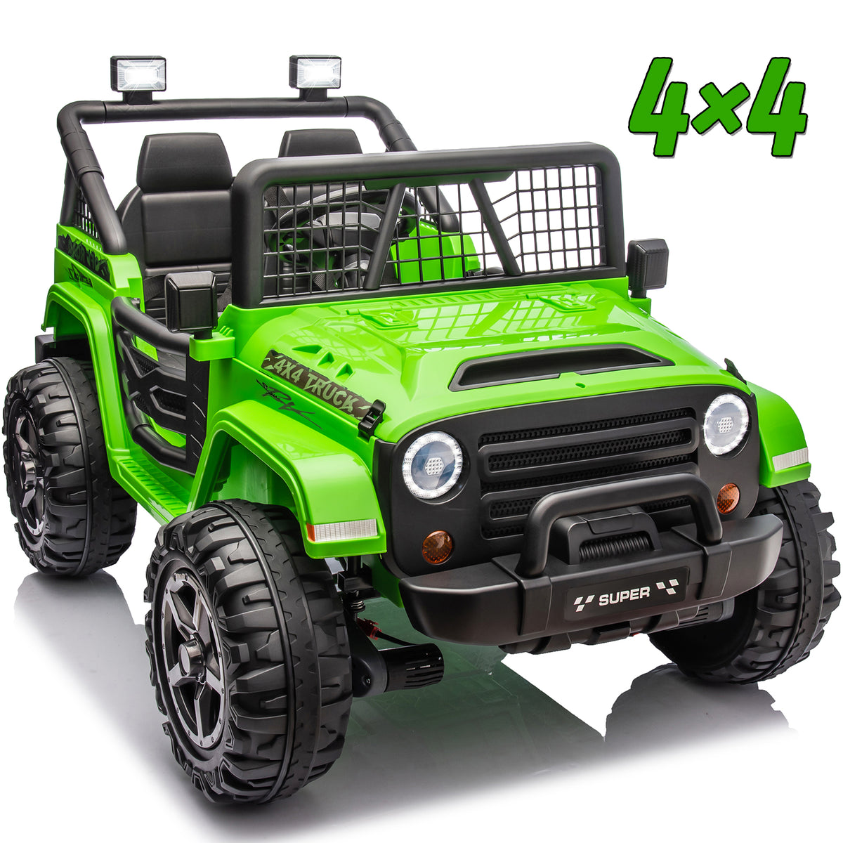 Joyracer 800W 24 Volt Ride on Toys for Big Kids, 4WD/2WD Switchable, 2 Seater Ride on Truck Car w/ Remote Control, Power Car Wheels, 3 Speeds, Spring Suspension, Bluetooth Music