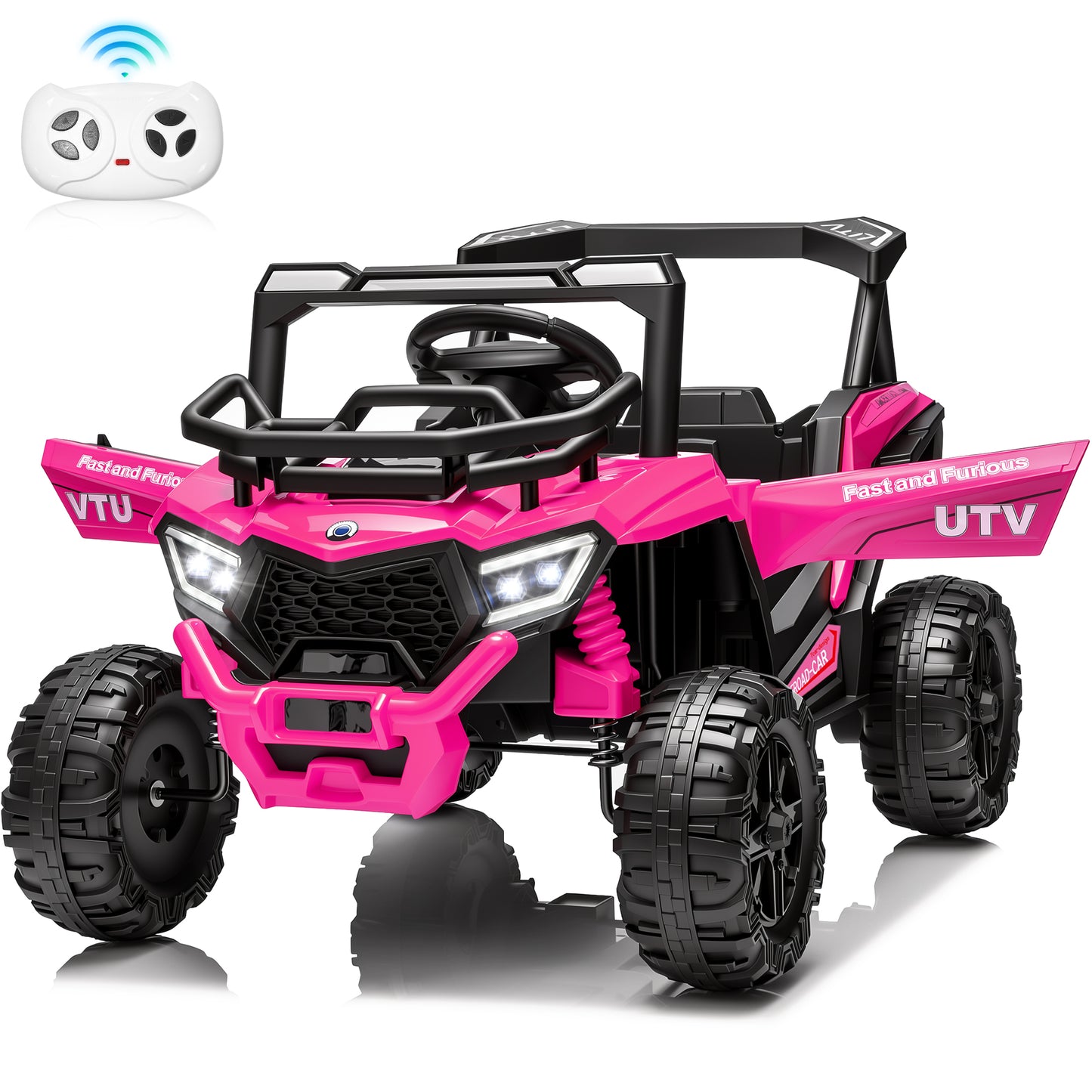 Joyracer 12V Kids UTV with Remote Control, Electric Powered Ride Ons with 3 Speed Modes, Spring Suspension, Bluetooth Music, Led Lights, 5199