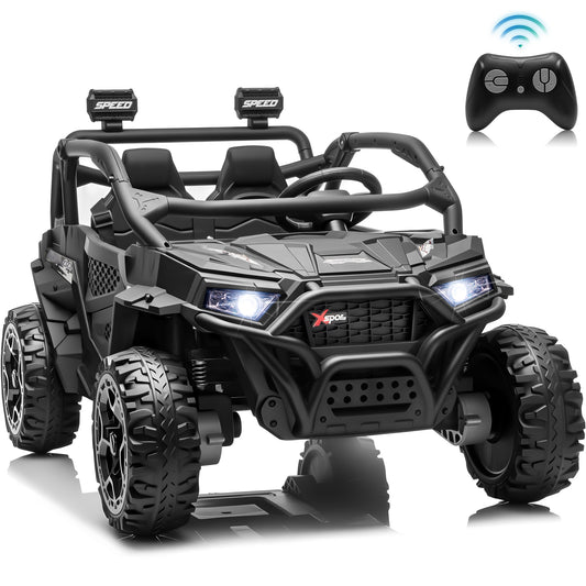 Joyracer 24 Volt Ride on Toys , 4WD 2-Seater Power Car Wheels, Electric Car for Kids with Remote Control, Music & Bluetooth, LED Lights, Rear Storage Box