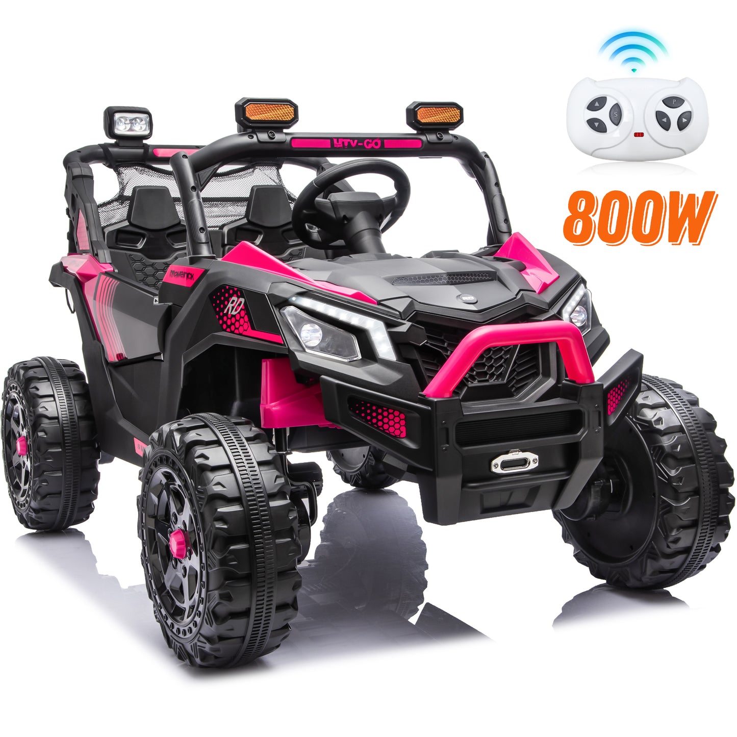 4WD 24 Volt Ride on Toys with Remote, Joyracer Power Car Wheels with 800W Motors, Bluetooth, Spring Suspension, LED Light, Black