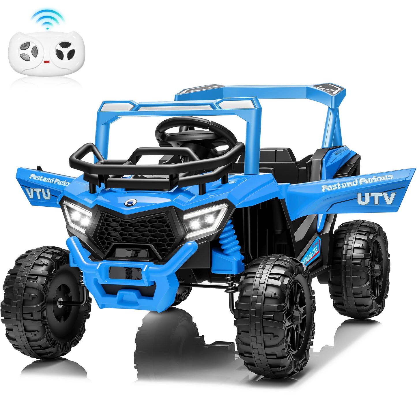 Joyracer 12V Kids UTV with Remote Control, Electric Powered Ride Ons with 3 Speed Modes, Spring Suspension, Bluetooth Music, Led Lights, 5199
