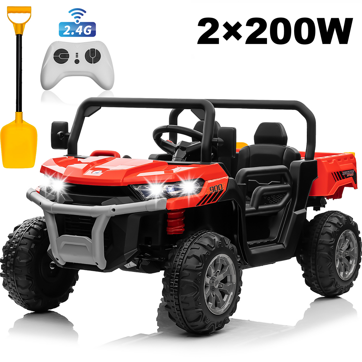 Joyracer 24V Ride on Toys with Remote Control, 2*200W 2 Seater Ride on Tractor w/ Trailer, Power Car Wheels Outdoor UTV Toys for Kids