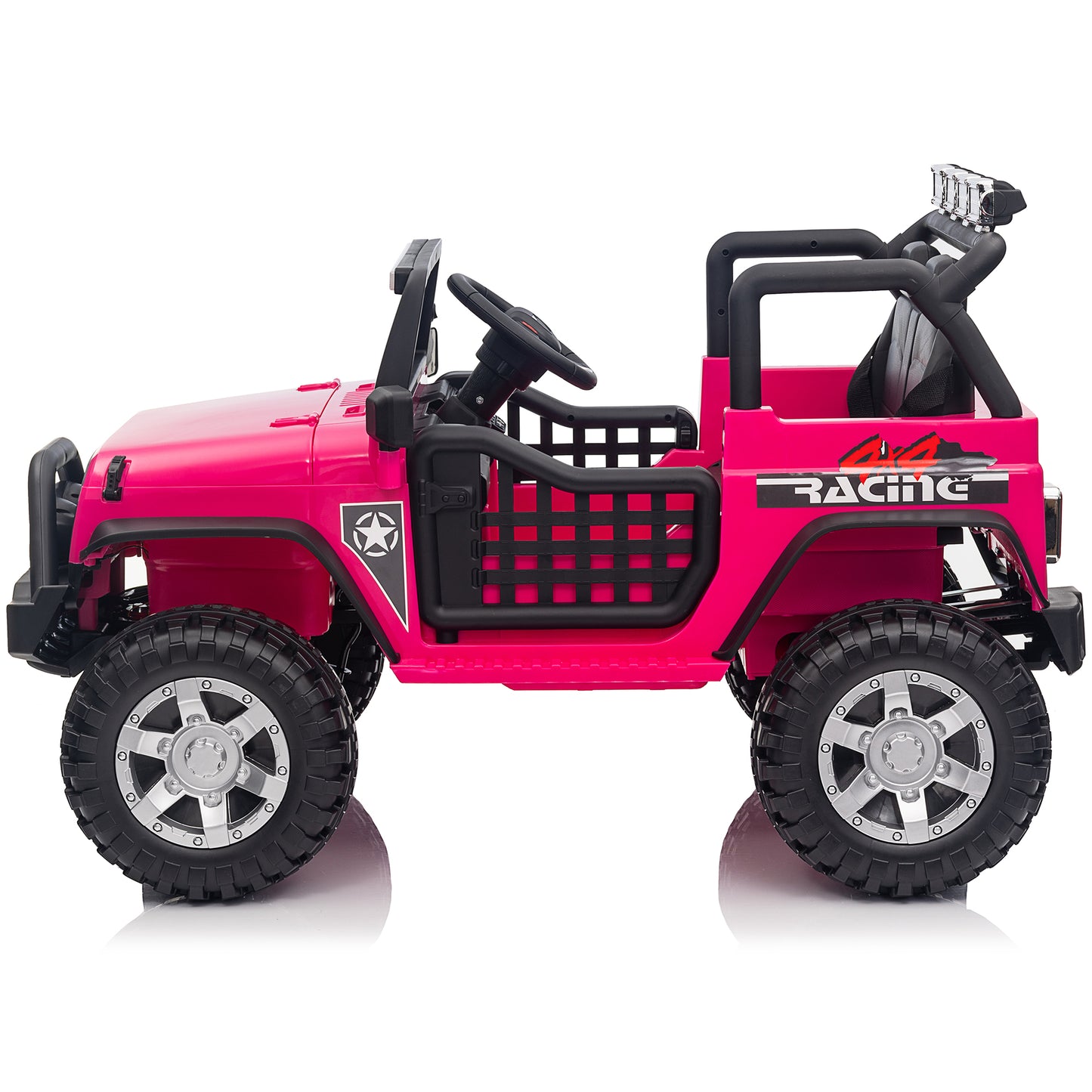Joyracer 12V Kids Ride on Truck Car with Parent Remote Control & 2 Seater, 5.5 AH Battery Powered Toy Car w/ 4 Large Wheels, Spring Suspension, 3 Speeds, LED Lights, Bluetooth for Girl Boy, Rose Pink