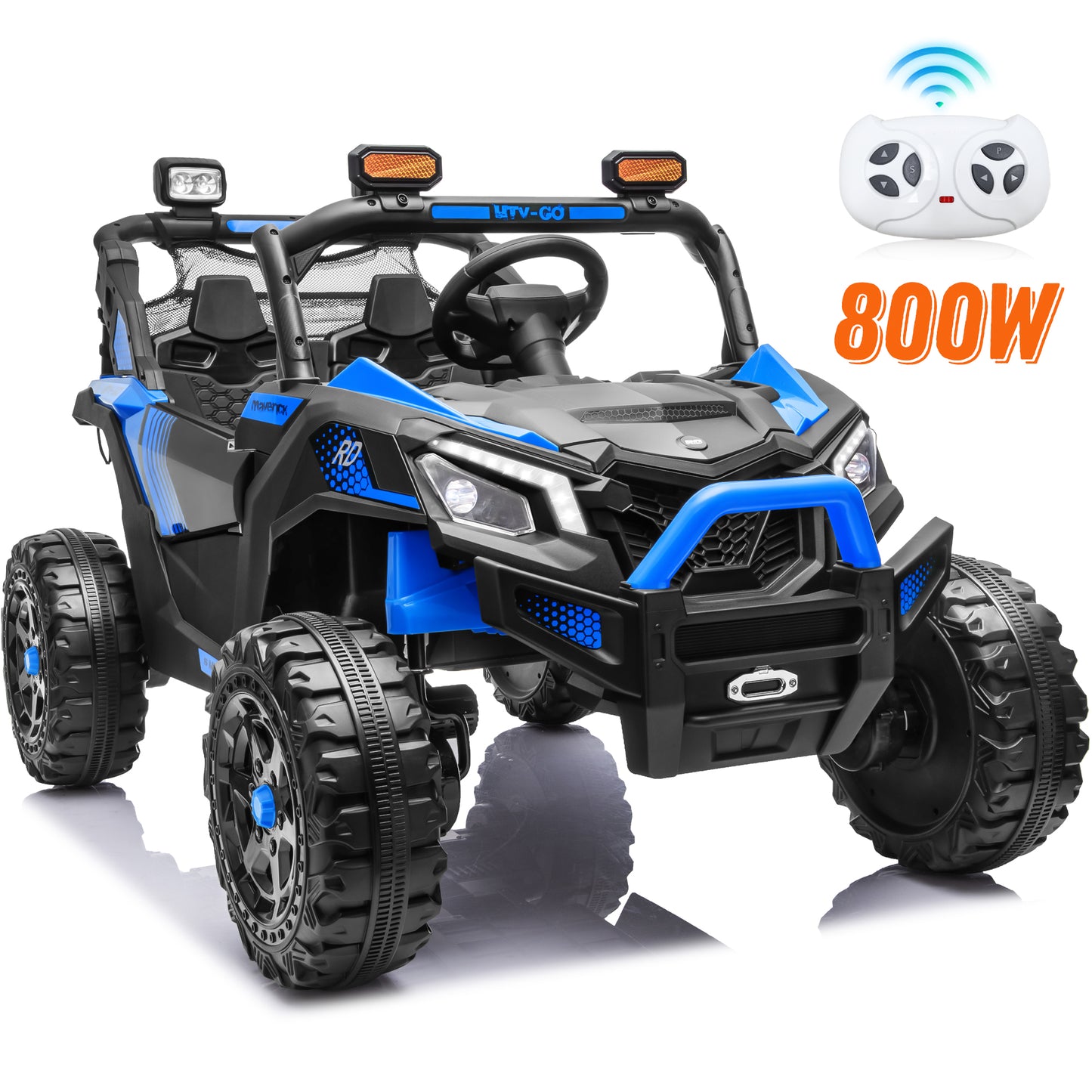 4WD 24 Volt Ride on Toys with Remote, Joyracer Power Car Wheels with 800W Motors, Bluetooth, Spring Suspension, LED Light, Black