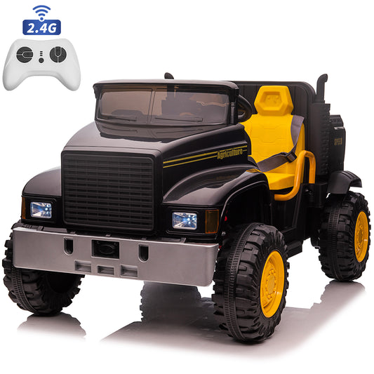 24V 2 Seater Kids Ride on Dump Truck Car, Electric Powered Ride on Toy Tractor with Trailer Remote Control