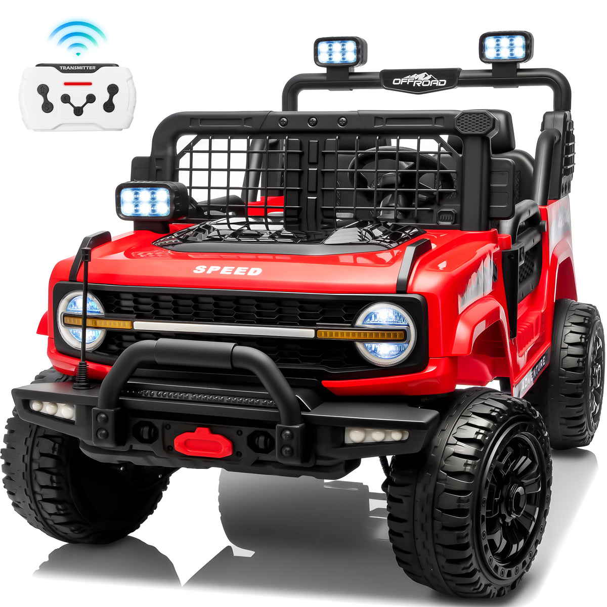 Joyracer 4WD 24V Ride On Toys Truck with Remote Control, 2 Seater 800W 9AH Powered Ride on Electric Car, Bluetooth MP3 Music, 4 Wheels Suspension, 3 Speeds, Black, Pink, Red,Pink-1203
