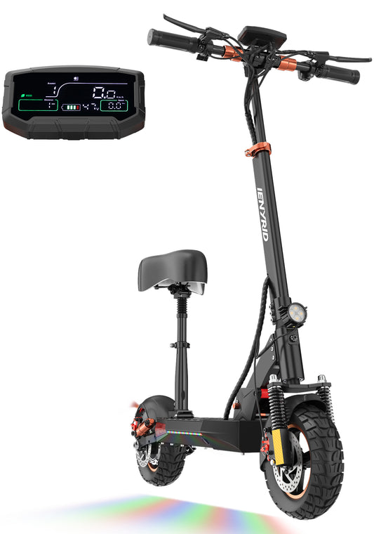 iENYRID S+ 800W Adults Electric Scooter with Removable Seat, 10" Off-road Pneumatic Tires, 3 Speeds 28 MPH Max, Folding Electric Scooter 330lbs Weight Limit Black