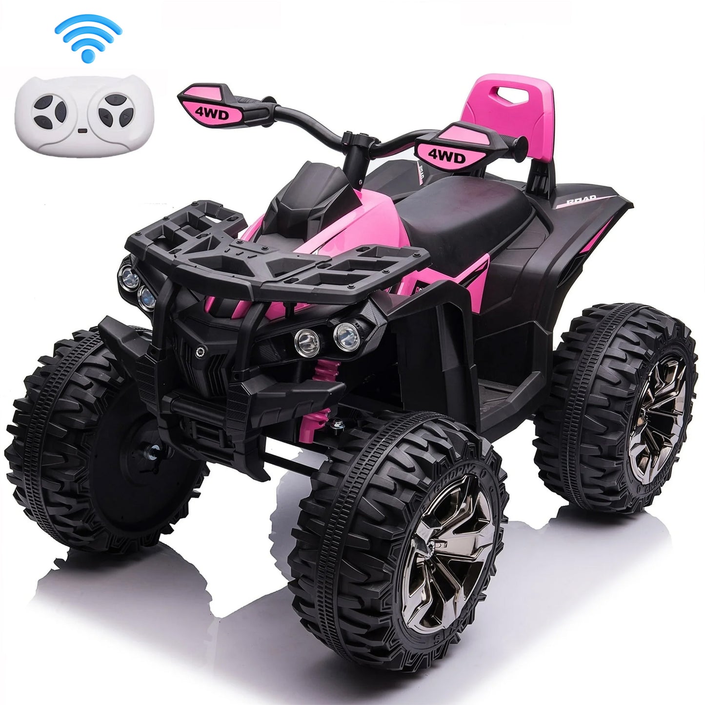 Joyracer 4WD ATV for Kids, 24 Volt Ride on Toys, Power ATV Wheels with 800W Motor, Remote, Bluetooth Music, Horn, LED for Big Kids Gift, Red