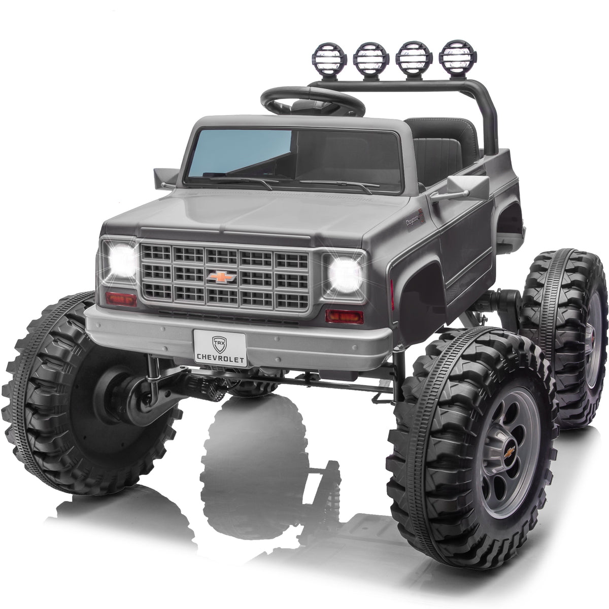 Joyracer 24 Volt Ride on Toys, Chevrolet Cheyenne Electric Car for Big Kids, Power Car Wheels with Remote, Bluetooth Music, USB, LED Lights, Black