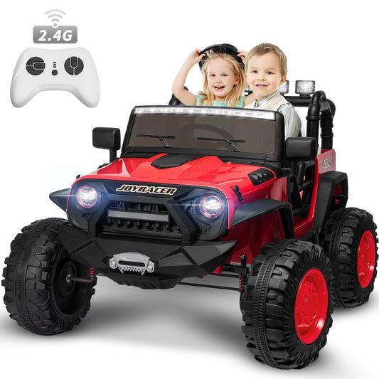 4x4 24 Volts Ride on Car Truck w/ 2 Seater & Remote Control, 4*200W Motor 9AH Battery Powered Electric Ride on Toys Car, 3 Speeds, Wheels, Spring Suspension, Bluetooth Music, Big Kids, Red