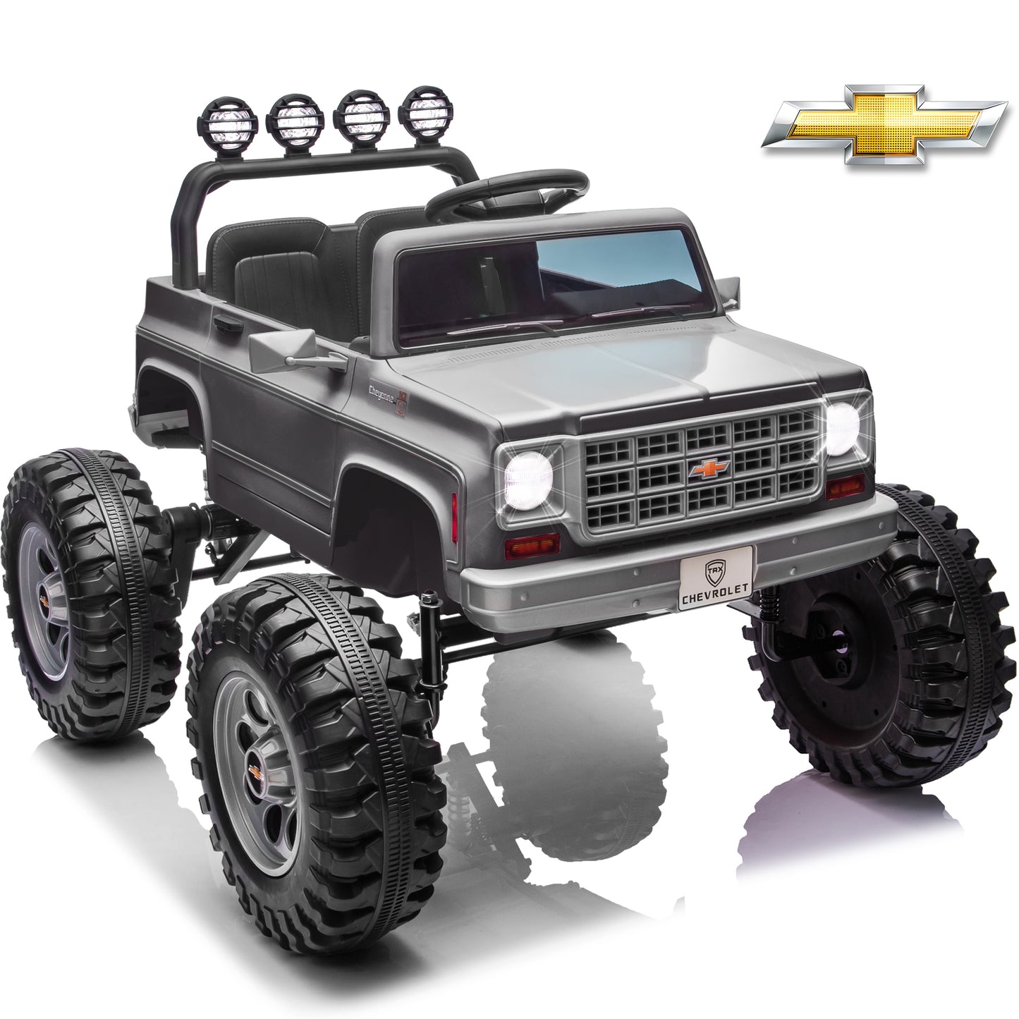 Joyracer 24 Volt Ride on Toys, Electric Truck for Kids with Remote, Chevrolet Cheyenne Power Car Wheels with Bluetooth Music, USB, LED Lights, Pink