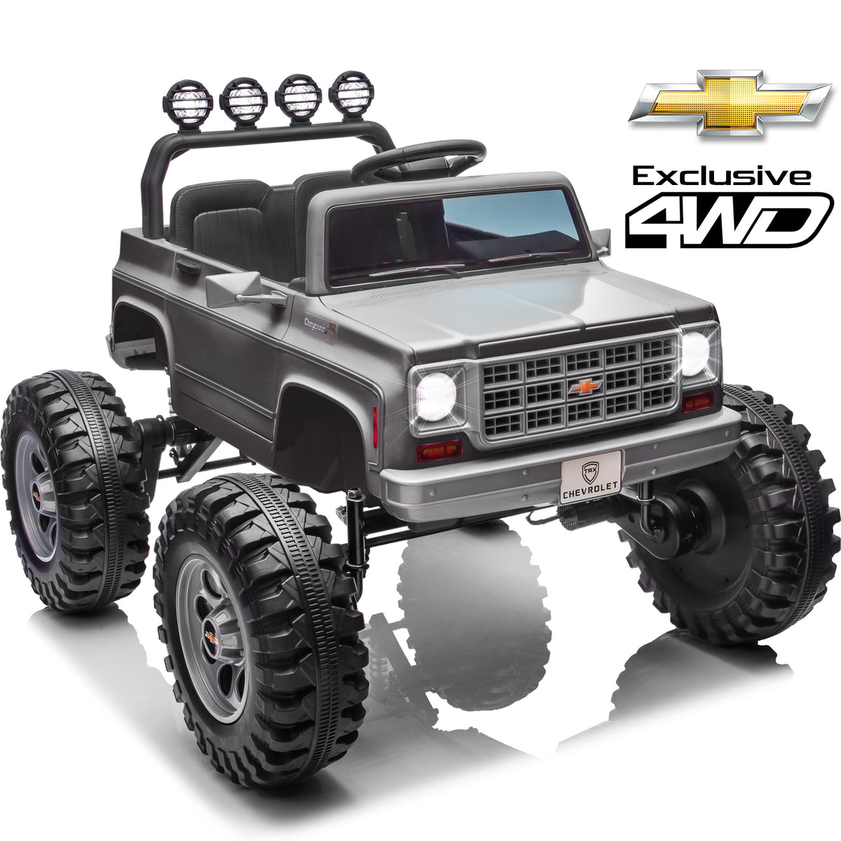 Joyracer 24 Volt Ride on Toys, Electric Truck for Kids with Remote, Chevrolet Cheyenne Power Car Wheels with Bluetooth Music, USB, LED Lights, Pink