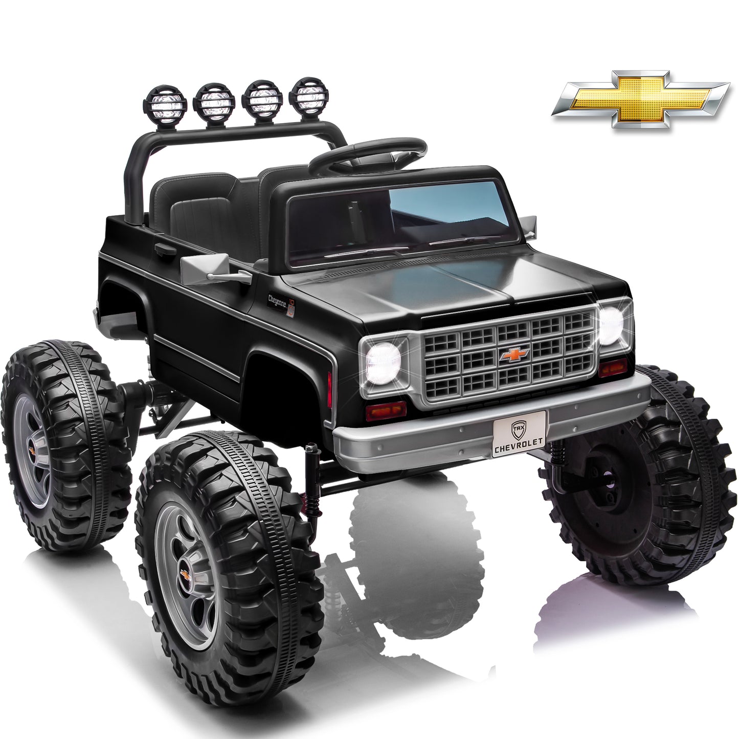 Joyracer 24 Volt Ride on Toys, Electric Truck for Kids with Remote, Chevrolet Cheyenne Power Car Wheels with Bluetooth Music, USB, LED Lights, Pink